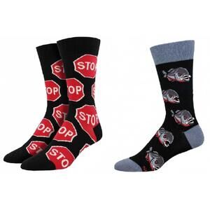 NEW SOCKSMITH men's just stop & piranha socks - set of 2 pair in multi
